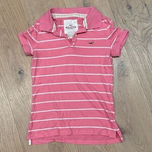 2000s Hollister Womens Polo Pink Stripe Medium Y2K
